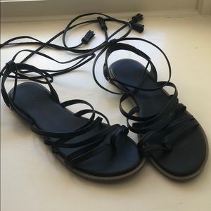 Strappy black open toe sandals